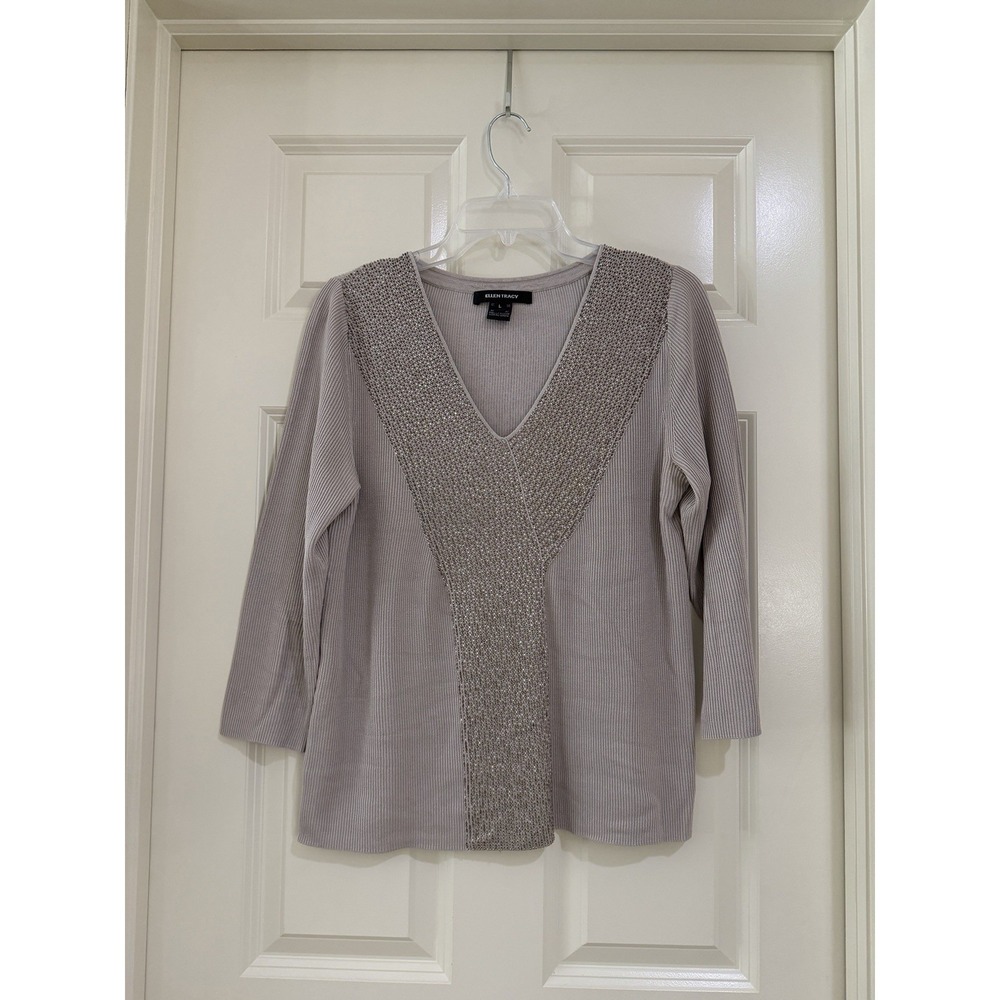 ellen tracy WOMEN 100% silk top size L